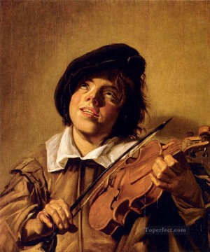 Boy Playing A Violin portrait Dutch Golden Age Frans Hals Oil Paintings